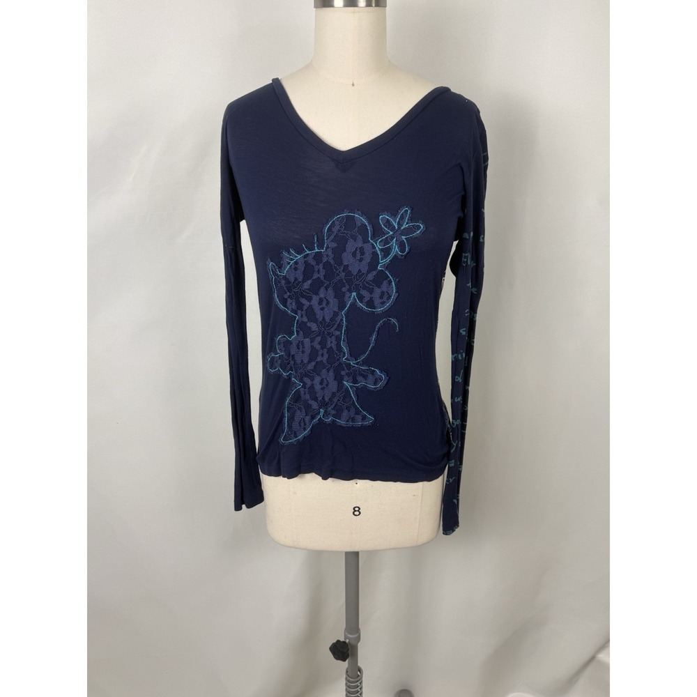 Desigual Women's Colorful Abstract Print Top Size Aprox. M Stretch Mickey Disney